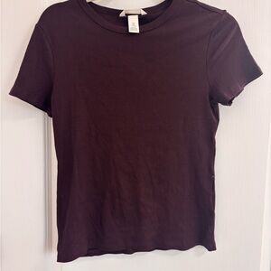 H&M Women's Brown Ribbed Top Size Medium